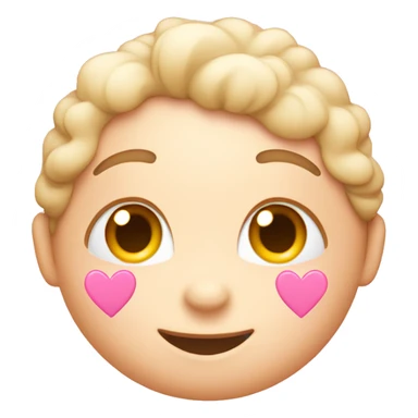 Cute emoji face with light pink hearts around it  sticker