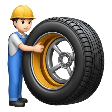 emoji of tire, inside the manufacturing factory, getting inspected by machine not by hunan, the machine is complicated  sticker