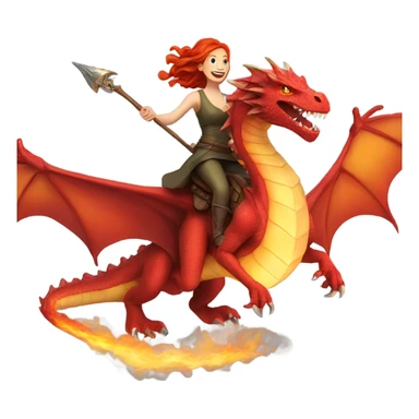Beautiful red headed lady riding a Fire breathing dragon sticker