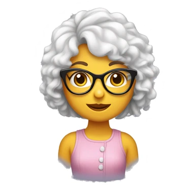 Chica tez blanca, cabello corto rizado, con cat-eyeglasses, nariz perfilada, linda sonrisa. sticker