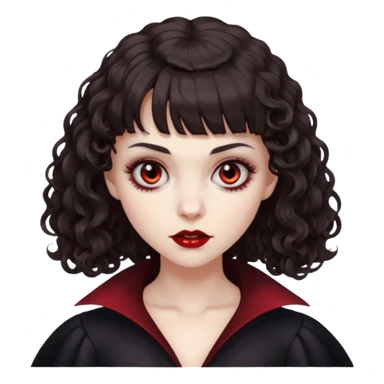 vampire feminine and with bangs  dark brown hair  curly hair a little scary   sticker