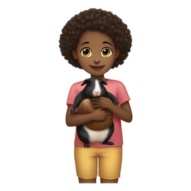 Black Little girl with lighter skin and dark brown hair Feeding Guinea pig sticker