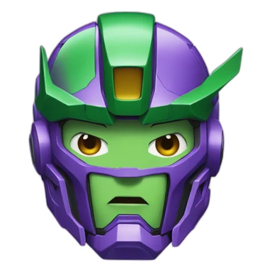 purple and green gundam face sticker