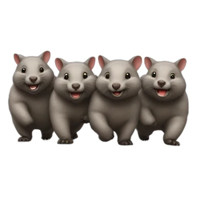 line of happy wombats walking together sticker