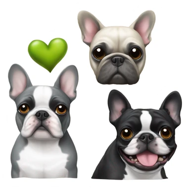 Totally gray French bulldog with a brussels griffon and a boston terrier Christmas   sticker