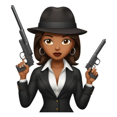A sexy black female gangster with a gun sticker