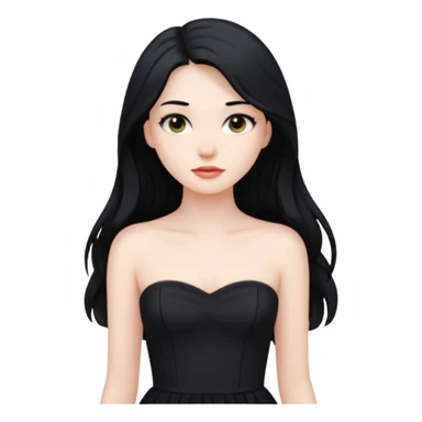 Pale girl with long black hair and black strapless dress sticker