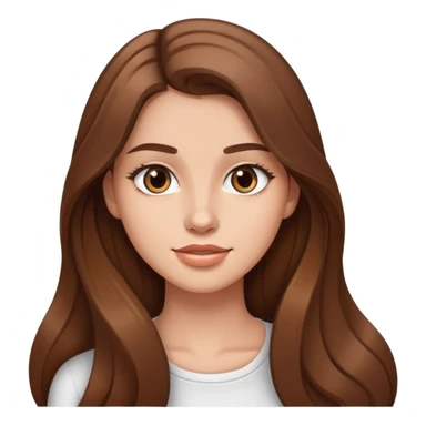 Young woman with long brown hair, pretty face, social media personality sticker