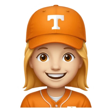 Happy face emoji with orange baseball cap and University of Tennessee logo  sticker
