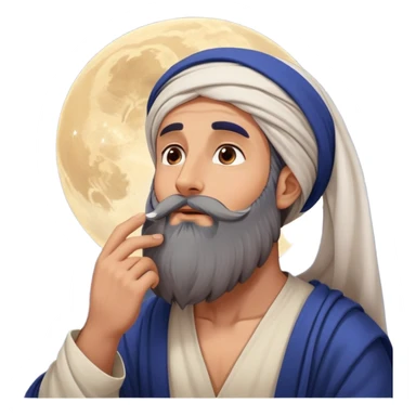 Middle Eastern sage with long beard stroking his beard while looking up at stars sticker