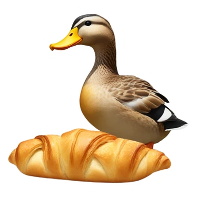 Duck eating croissant  sticker