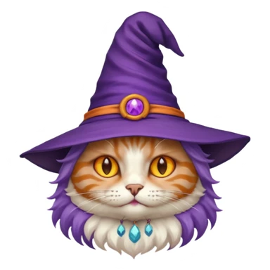 half cat wear purple wicth hat sticker