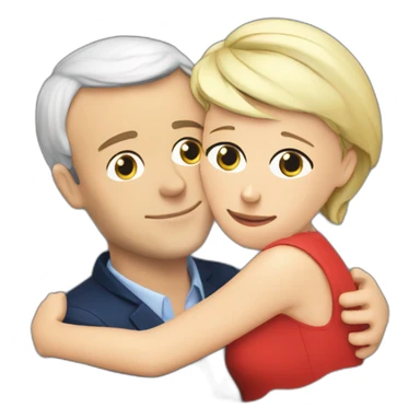 Emmanuel Macron cuddle Marine Lepen sticker