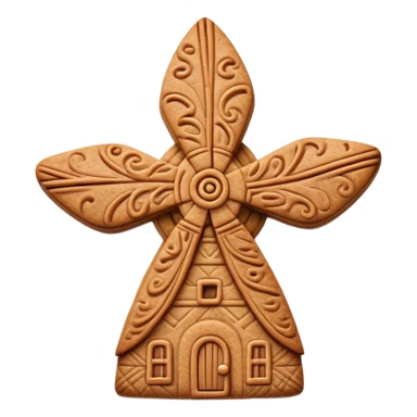 Speculaas Cinematic Realistic Speculaas Biscuit Emoji, depicted as a spiced speculaas cookie crafted in a charming windmill shape, rendered with intricate textures and warm, inviting lighting. sticker