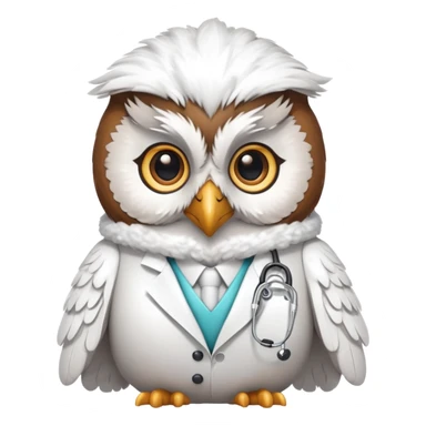 Twilio owl wearing doctor outfit with stethoscope and white coat sticker