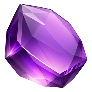 Cinematic Realistic Amethyst Emoji, Rich and soothing, with smooth, polished purple facets catching the light and casting soft, calming reflections. The deep violet hue seems to glow with an ethereal light, radiating peaceful energy and elegance. Soft glowing outline, capturing the essence of tranquility and mystery in a stunning amethyst. sticker