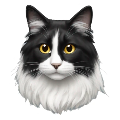 black and white cat long haired sticker