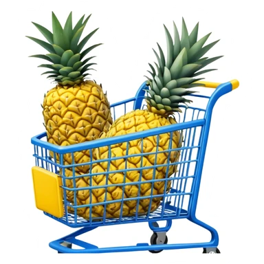 pineapples in a blue Shopping cart  sticker