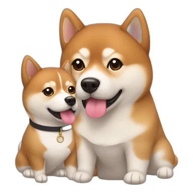Cute Shiba-dog with her mistress, a woman with brown and curly hair sticker