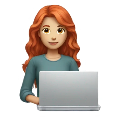 red-haired girl with laptop sticker