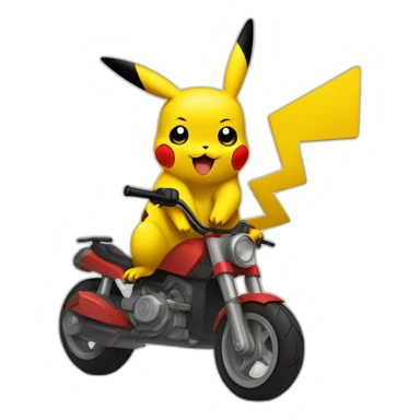 Pikachu en moto en train de faire une roue sticker