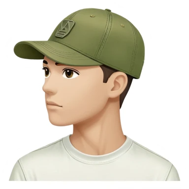 Diesel brand cap in khaki green color, baseball cap style with Diesel logo on front, military green hat sticker