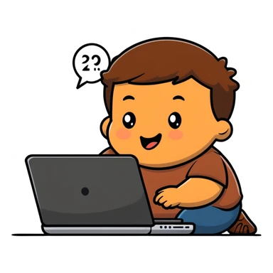 fat brown kid with brown hair using laptop drooling with stupid expression sticker