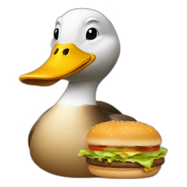 Un canard qui mange un hamburger sticker