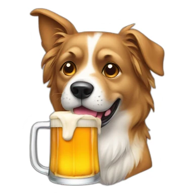 Plein de bière avec un chien sticker