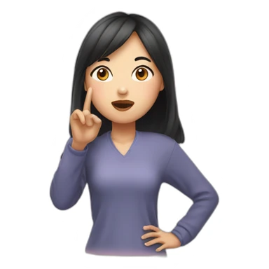 Asian girl blowing a flying kiss sticker