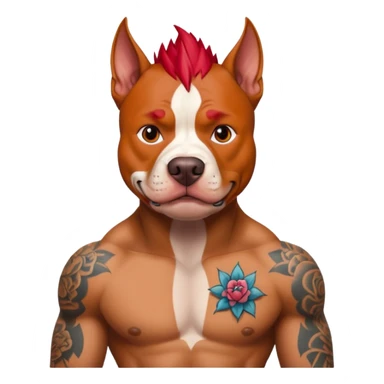 very tattoed pitbull dog with red spky hair sticker