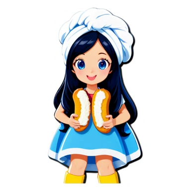 The caption saying such a good girl   a nice twin with white frosting and a blue towel, covering half the Twinkie ￼ sticker