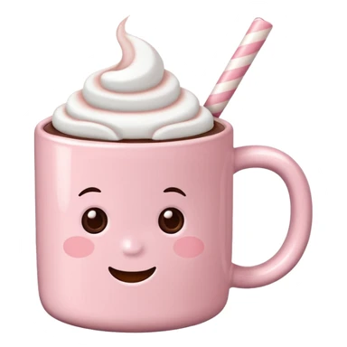 Light Pink mug of hot chocolate with marshmallows sticker