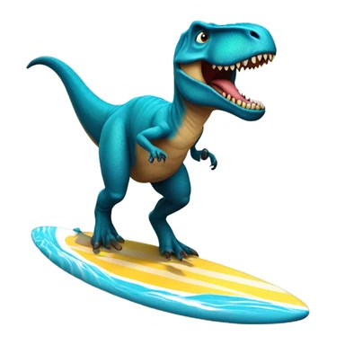 A T rex riding a surfboard  sticker