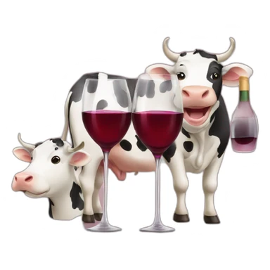 Three smiley cows drinking wine sticker