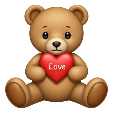 teddy bear with the words I love you written on it sticker