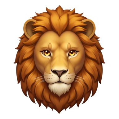 Cinematic Noble Lion Portrait Emoji, Poised and regal, with a powerful, muscular build and a majestic, tawny mane, deep-set soulful amber eyes, Simplified yet sharp and sophisticated features, highly detailed, glowing with a warm, dignified glow, high shine, intelligent and fierce, stylized with an air of wild majesty, focused and attentive, soft glowing outline, capturing the essence of a watchful and confident king, so majestic it feels as though it could roar out of the screen with effortless authority! sticker