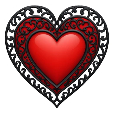 goth heart with red lace and black filigree sticker