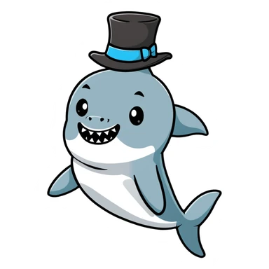 shark wearing a top hat sticker