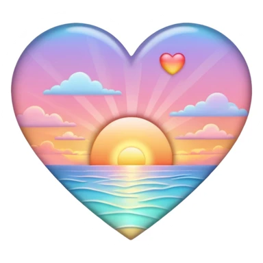  Colorful shiny pastel heart with sunset inside  sticker