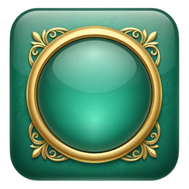 Jade and gold style rounded square icon button sticker