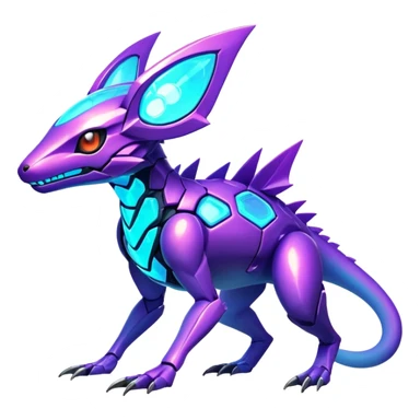  exotic tropical iridescent cyber-Protogen-Fakémon-Pokémon-Vernid-creature sticker