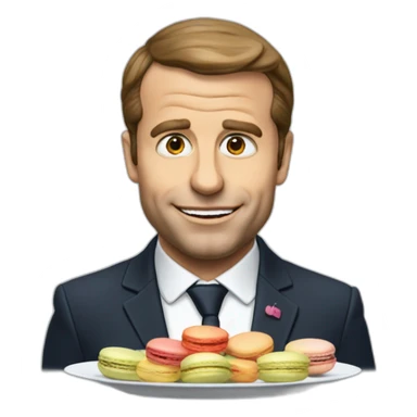 Macron qui mange un macarons sticker