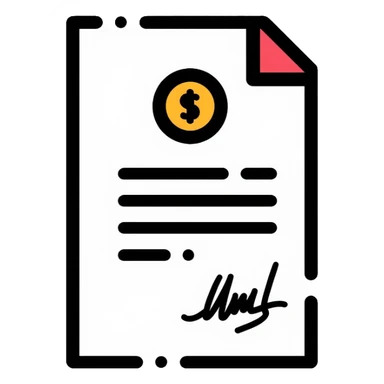 financial document contract with signature line and money symbol sticker