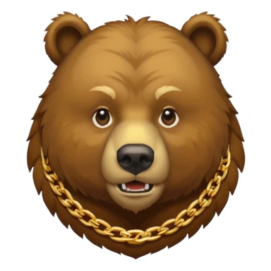 Russian grizzly bear wearing a gold rapper chain sticker