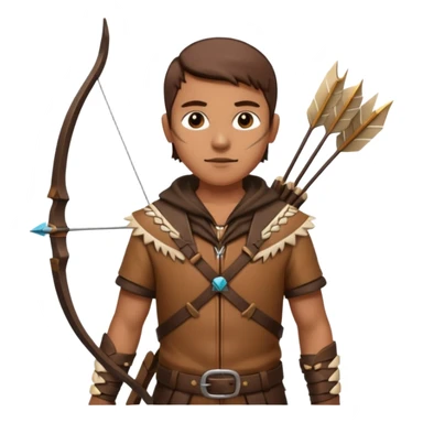 The classic hunter image with a bow and arrow on his back, dressed in brown with some animal made decorations sticker