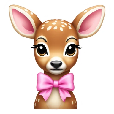 cute baby deer with pink bow  sticker