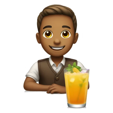 smiling boy at the table with cocktail  sticker