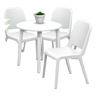 Cheap white plastic chairs amongst plants sticker