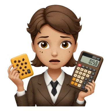 female accountant with calculator covered in animal poo sticker